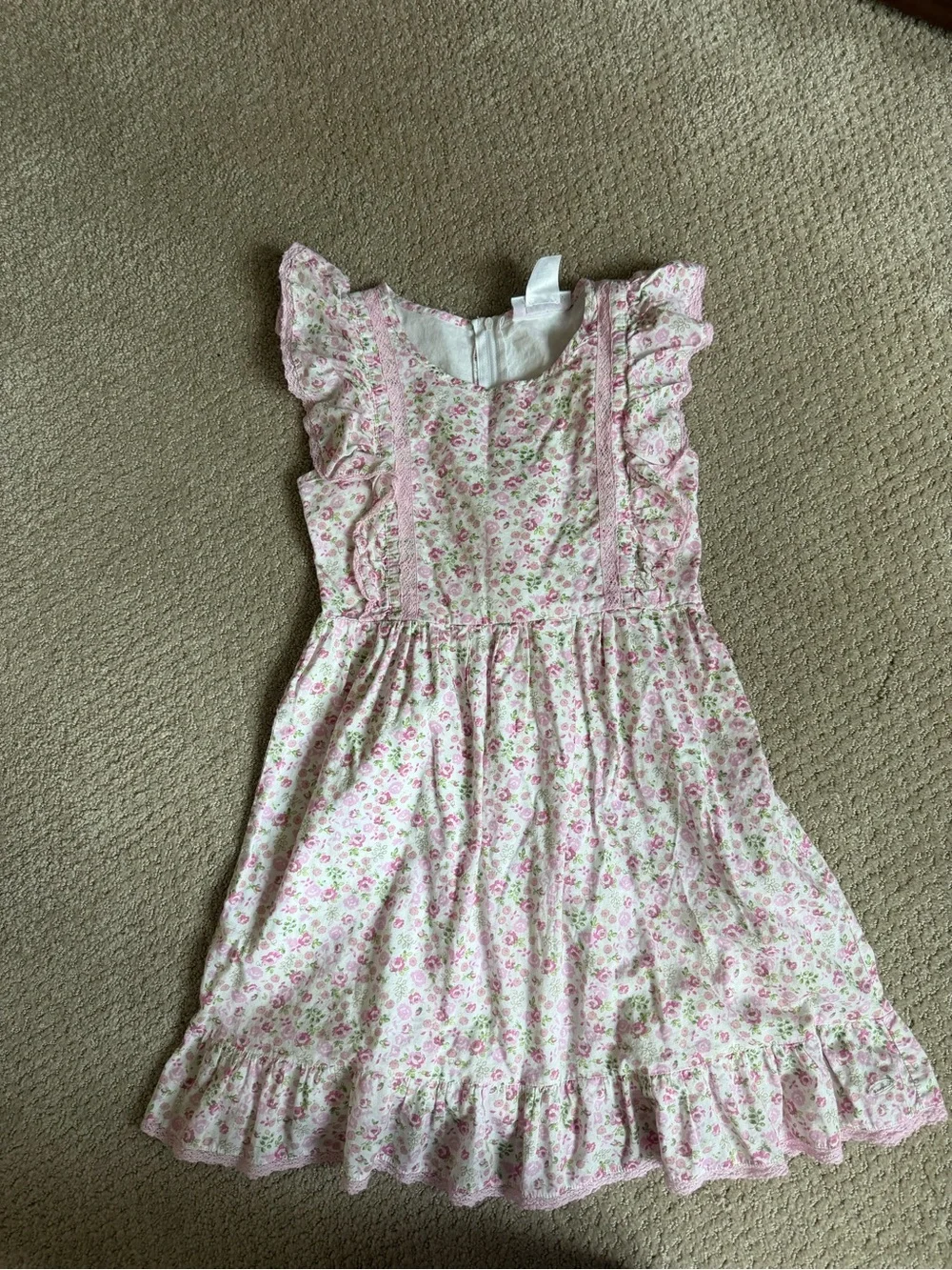 American Girl x LoveShackFancy Pink Floral Dress with Back Bow and Ruffle Trim